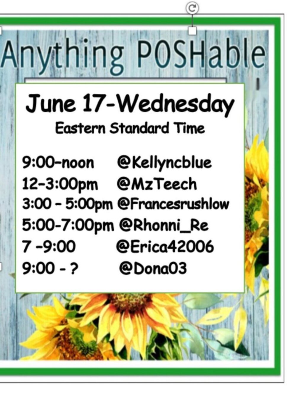 6/17/26 5PM-7PM EST Anything Poshable Train